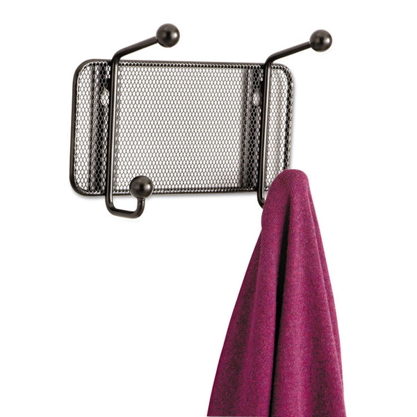 Safco® Onyx Mesh Wall Racks, 2-Hook, 8.5w x 3d x 5.5h, Black (SAF6401BL) Each