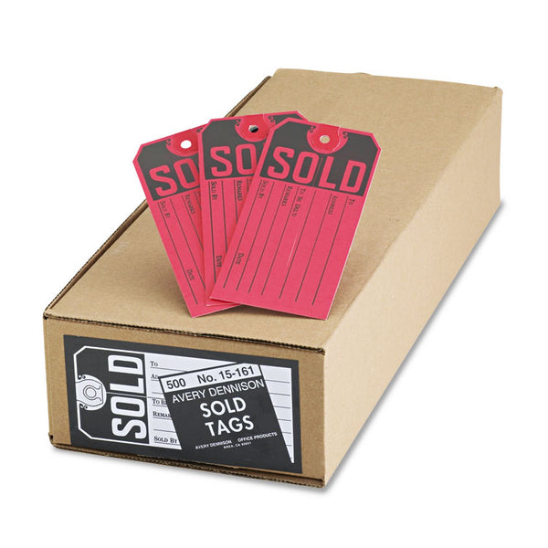 Avery® Sold Tags, Paper, 4.75 x 2.38, Red/Black, 500/Box (AVE15161)