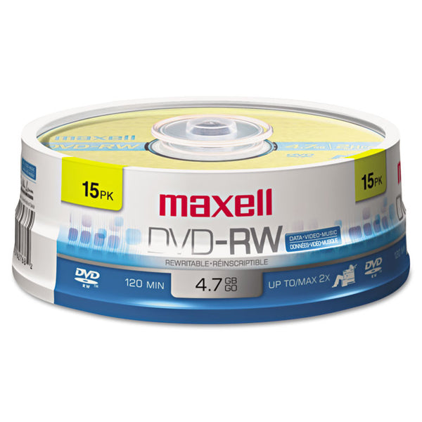 Maxell® DVD-RW Rewritable Disc, 4.7 GB, 2x, Spindle, Gold, 15/Pack (MAX635117) Pack of 15