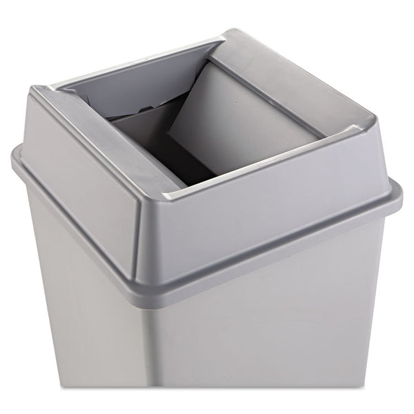 Rubbermaid® Commercial Untouchable Square Swing Top Lid, Plastic, 20.13w x 20.13d x 6.25h, Gray (RCP2664GRAY)