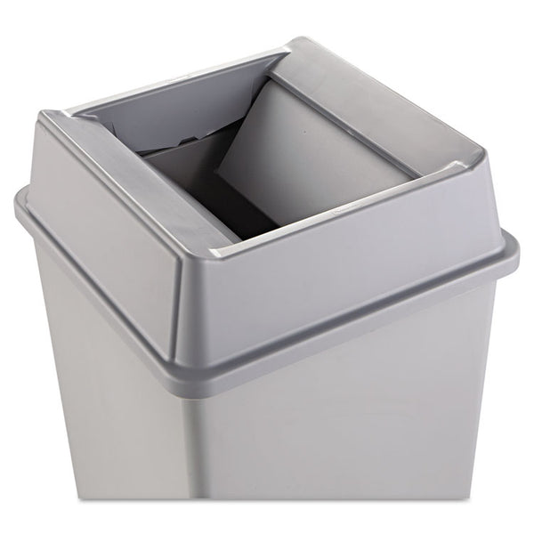 Rubbermaid® Commercial Untouchable Square Swing Top Lid, Plastic, 20.13w x 20.13d x 6.25h, Gray (RCP2664GRAY) Each