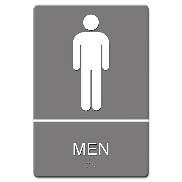 Headline® Sign ADA Sign, Men Restroom Symbol w/Tactile Graphic, Molded Plastic, 6 x 9, Gray (USS4817) Each