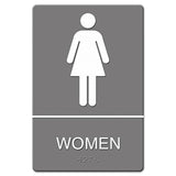 Headline® Sign ADA Sign, Women Restroom Symbol w/Tactile Graphic, Molded Plastic, 6 x 9, Gray (USS4816) Each