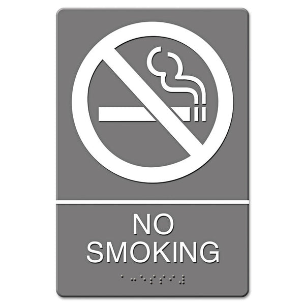 Headline® Sign ADA Sign, No Smoking Symbol w/Tactile Graphic, Molded Plastic, 6 x 9, Gray (USS4813)