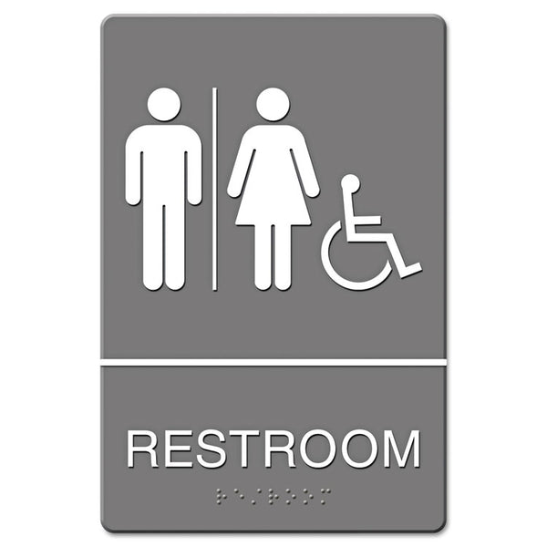 Headline® Sign ADA Sign, Restroom/Wheelchair Accessible Tactile Symbol, Molded Plastic, 6 x 9 (USS4811) Each