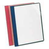 Oxford™ Earthwise by Oxford 100% Recycled Clear Front Report Covers, 3-Prong Fastener, 0.5" Capacity, 8.5 x 11, Clear/Red, 25/Box (OXF57871)