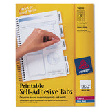 Avery® Printable Plastic Tabs with Repositionable Adhesive, 1/5-Cut, White, 1.25" Wide, 96/Pack (AVE16280)