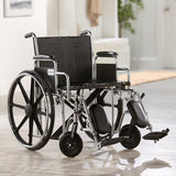 McKesson Bariatric Wheelchair Dual Axle Desk Length Arm Swing-Away Elevating Legrest Black Upholstery 24 Inch Seat Width Adult 450 lbs. Weight Capacity (1065289_EA) 1/EA