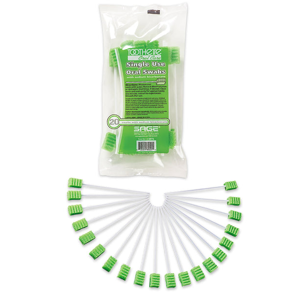 Toothette® Plus Oral Swab Sodium Bicarbonate Foam Tip 20 per Pack (362537_PK) 20/PK