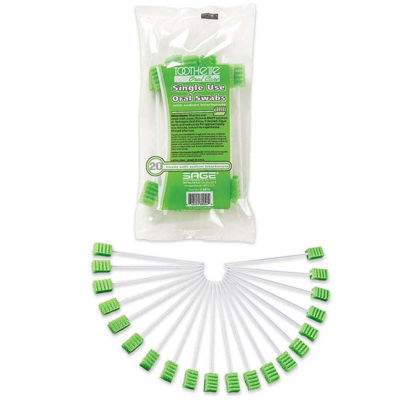 Toothette® Plus Oral Swab Sodium Bicarbonate Foam Tip 20 per Pack (362537_PK) 20/PK