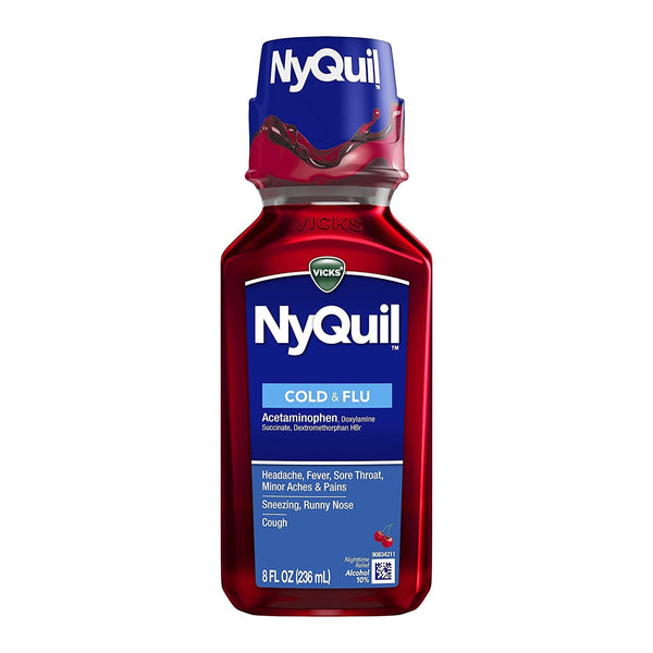 NyQuil® Cold & Flu Cold and Cough Relief 650 mg - 30 mg - 12.5 mg / 30 mL Strength Liquid 8 oz. (829817_EA) 1/EA