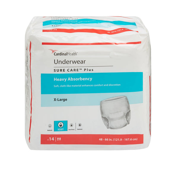 Sure Care™ Plus Unisex Adult Absorbent Underwear Pull On with Tear Away Seams X-Large Disposable Heavy Absorbency (439577_BG) 14/BG