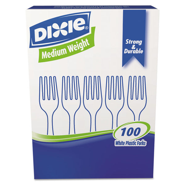 Dixie® Plastic Cutlery, Heavy Mediumweight Fork, 1,000 Carton (DXEFM207CT)
