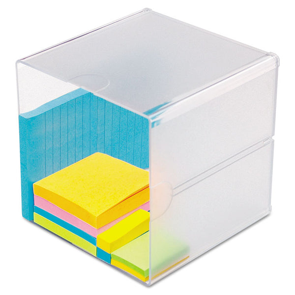 deflecto® Stackable Cube Organizer, 1 Compartment, 6 x 6 x 6, Plastic, Clear (DEF350401)