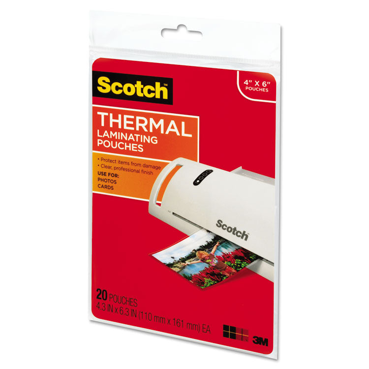 Scotch™ Laminating Pouches, 5 mil, 4.33" x 6.33", Gloss Clear, 20/Pack (MMMTP590020)