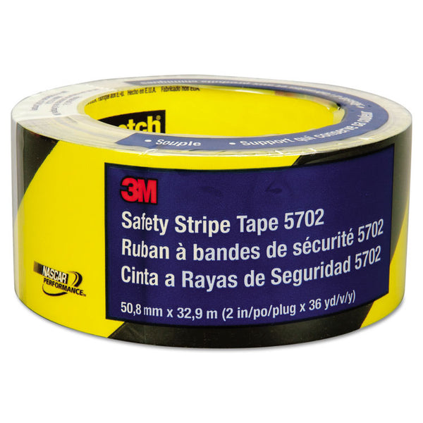 3M™ Safety Stripe Tape, 2" x 108 ft, Black/Yellow (MMM57022)