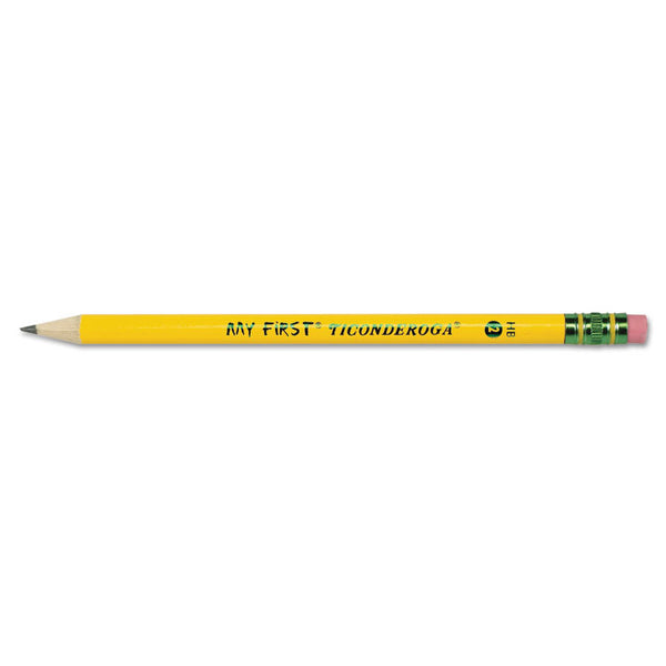 Ticonderoga® My First Woodcase Pencil with Eraser, HB (#2), Black Lead, Yellow Barrel, Dozen (DIX33312)