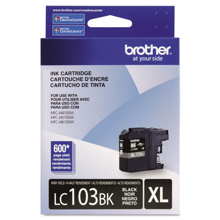 Brother LC103BK Innobella High-Yield Ink, 600 Page-Yield, Black (BRTLC103BK)