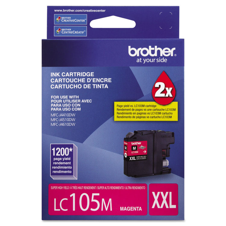 Brother LC105M Innobella Super High-Yield Ink, 1,200 Page-Yield, Magenta (BRTLC105M)