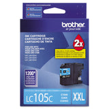 Brother LC105C Innobella Super High-Yield Ink, 1,200 Page-Yield, Cyan (BRTLC105C)