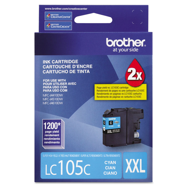 Brother LC105C Innobella Super High-Yield Ink, 1,200 Page-Yield, Cyan (BRTLC105C)