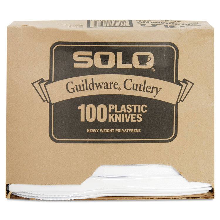 SOLO® Guildware Extra Heavyweight Plastic Cutlery, Knives, White, 100/Box (SCCGBX6KW0007BX)