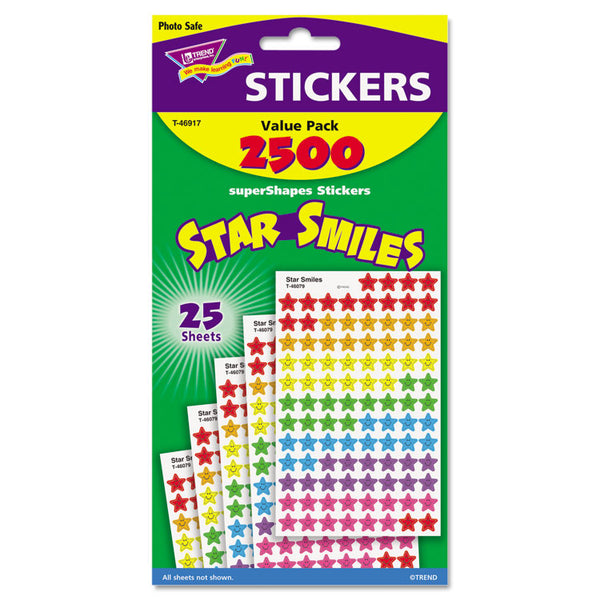 TREND® Sticker Assortment Pack, Smiling Star, Assorted Colors, 2,500/Pack (TEPT46917) Pack of 2500