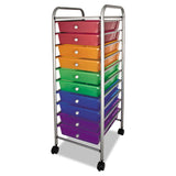 Advantus Portable Drawer Organizer, Metal, 1 Shelf, 10 Drawers, 13" x 15.38" x 37.75", Matte Gray/Assorted (AVT34004) Each