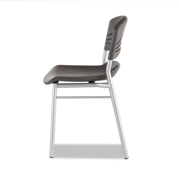 Iceberg CafeWorks Chair, Supports Up to 225 lb, 18" Seat Height, Graphite Seat/Back, Silver Base, 2/Carton (ICE64517) Pack of 2