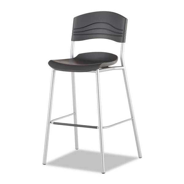 Iceberg CafeWorks Stool, Supports Up to 225 lb, 30" Seat Height, Graphite Seat, Graphite Back, Silver Base (ICE64527) Each