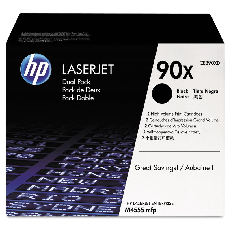 HP HP 90X, (CE390X-D) 2-Pack High-Yield Black Original LaserJet Toner Cartridges (HEWCE390XD)