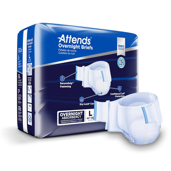 Attends® Overnight Unisex Adult Incontinence Brief Large Disposable Heavy Absorbency (1078991_BG) 14/BG