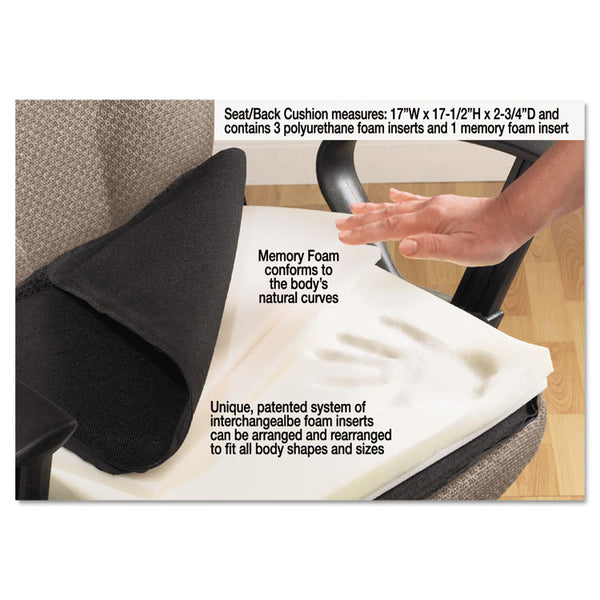 Master Caster® The ComfortMakers Deluxe Seat/Back Cushion, Memory Foam, 17 x 2.75 x 17.5, Black (MAS91061) Each