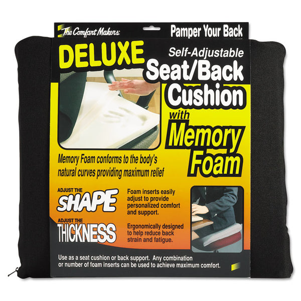Master Caster® The ComfortMakers Deluxe Seat/Back Cushion, Memory Foam, 17 x 2.75 x 17.5, Black (MAS91061) Each