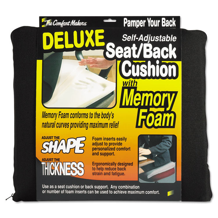 Master Caster® The ComfortMakers Deluxe Seat/Back Cushion, Memory Foam, 17 x 2.75 x 17.5, Black (MAS91061) Each