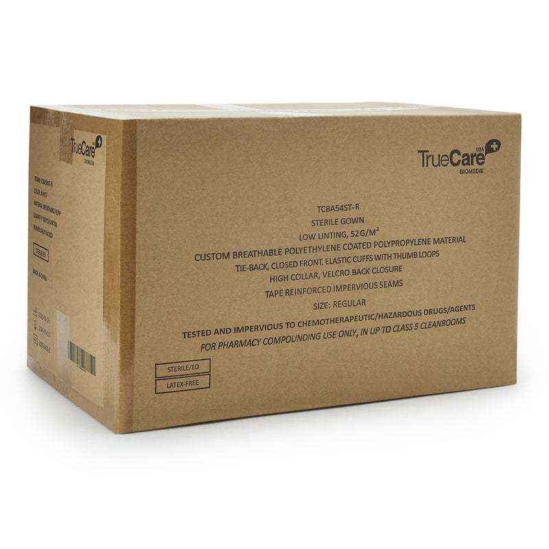 TrueCare Biomedix Chemotherapy Procedure Gown One Size Fits Most White Sterile ASTM F739-12 Disposable (1136418_CT) 50/CT
