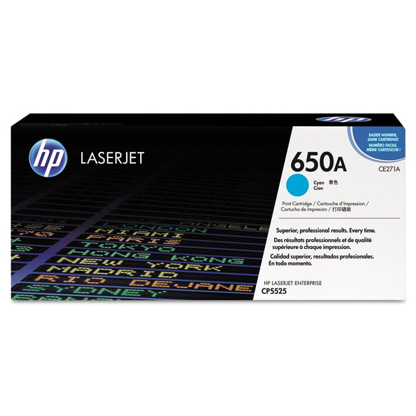 HP HP 650A, (CE271A) Cyan Original LaserJet Toner Cartridge (HEWCE271A)