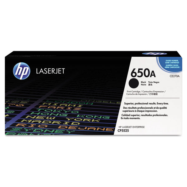 HP HP 650A, (CE270A) Black Original LaserJet Toner Cartridge (HEWCE270A)