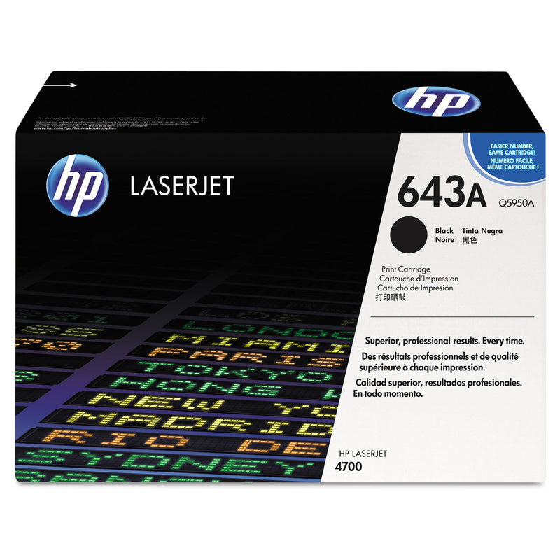 HP HP 643A, (Q5950A) Black Original LaserJet Toner Cartridge (HEWQ5950A) Each