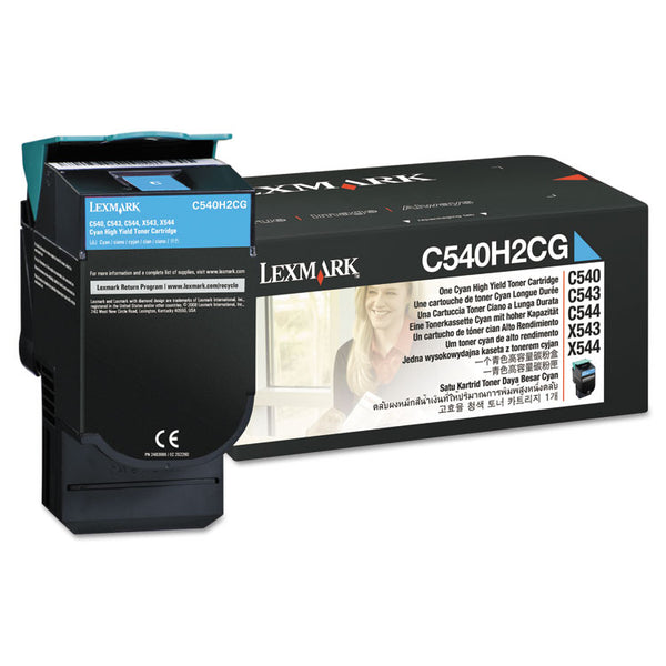 Lexmark™ C540H2CG High-Yield Toner, 2,000 Page-Yield, Cyan (LEXC540H2CG)