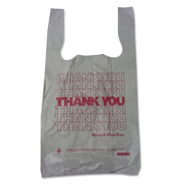 Barnes Paper Company Thank You High-Density Shopping Bags, 10" x 19", White, 2,000/Carton (BPC10519THYOU)