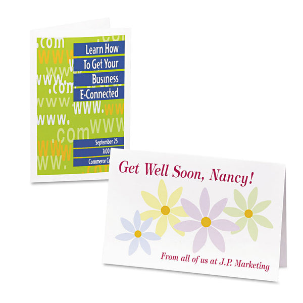 Avery® Half-Fold Greeting Cards with Matching Envelopes, Inkjet, 85 lb, 5.5 x 8.5, Matte White, 1 Card/Sheet, 20 Sheets/Box (AVE3265)