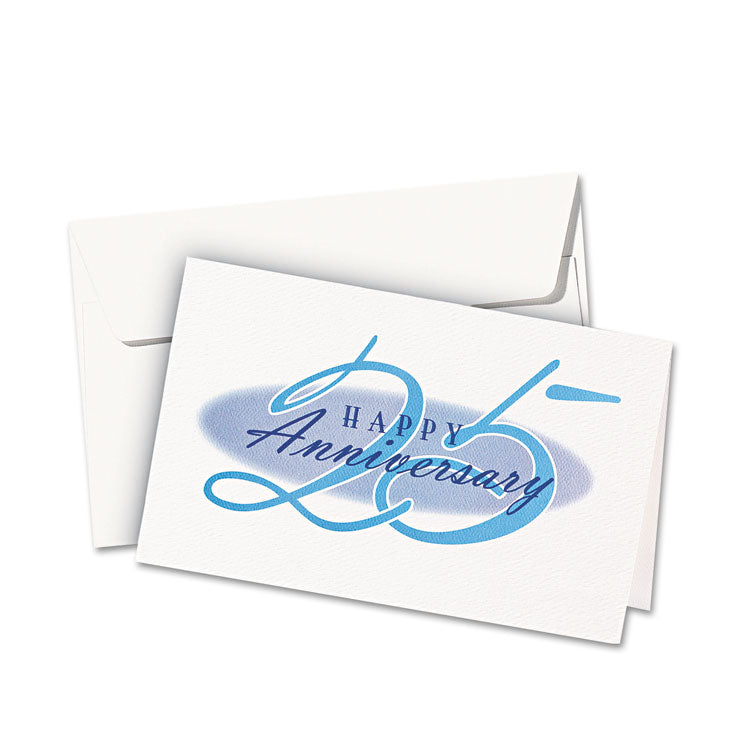 Avery® Half-Fold Greeting Cards with Envelopes, Inkjet, 65 lb, 5.5 x 8.5, Textured Uncoated White, 1 Card/Sheet, 30 Sheets/Box (AVE3378)