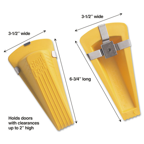 Master Caster® Giant Foot Magnetic Doorstop, No-Slip Rubber Wedge, 3.5w x 6.75d x 2h, Yellow (MAS00967) Each