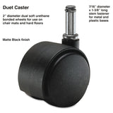 Master Caster® Duet Dual Wheels, Grip Ring Type C Stem, 2" Soft Polyurethane Wheel, Matte Black, 5/Set (MAS64526) Set of 5