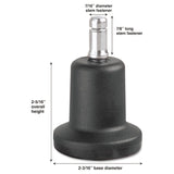Master Caster® High Profile Bell Glides, Grip Ring Type B Stem, 2.19" x 2.31" Glide, Matte Black, 5/Set (MAS70175) Set of 5