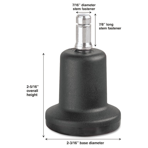 Master Caster® High Profile Bell Glides, Grip Ring Type B Stem, 2.19" x 2.31" Glide, Matte Black, 5/Set (MAS70175) Set of 5