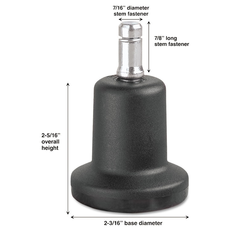 Master Caster® High Profile Bell Glides, Grip Ring Type B Stem, 2.19" x 2.31" Glide, Matte Black, 5/Set (MAS70175) Set of 5