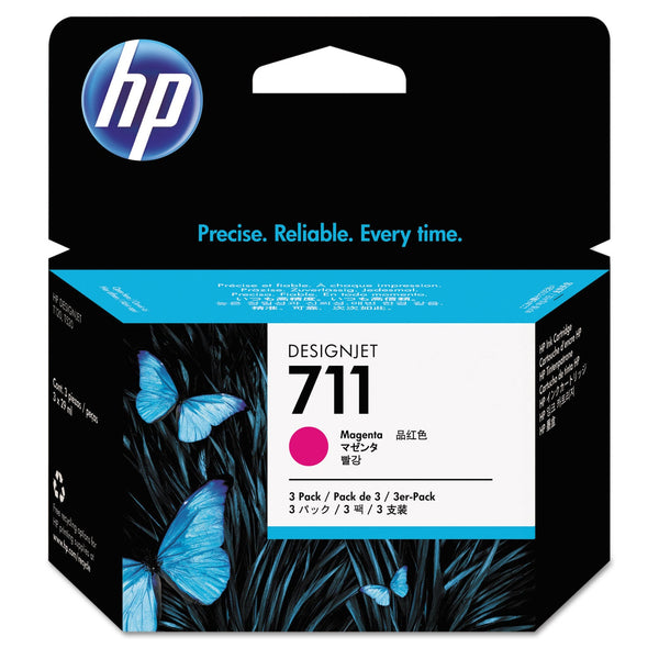 HP HP 711, (CZ135A) 3-Pack Magenta Original Ink Cartridges (HEWCZ135A)