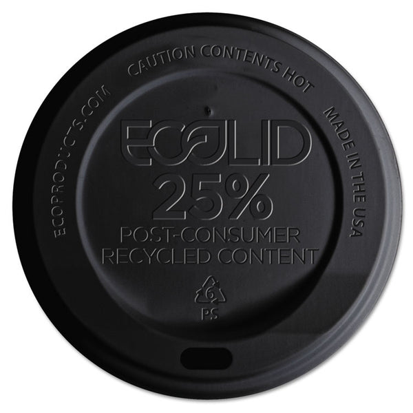 Eco-Products® EcoLid 25% Recycled Content Hot Cup Lid, Black, Fits 10 oz to 20 oz Cups, 100/Pack, 10 Packs/Carton (ECOEPHL16BR)